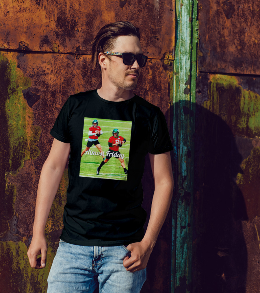 Almost Friday Quarterbacks Zach Wilson Aaron Rodgers New York Jets T-Shirt