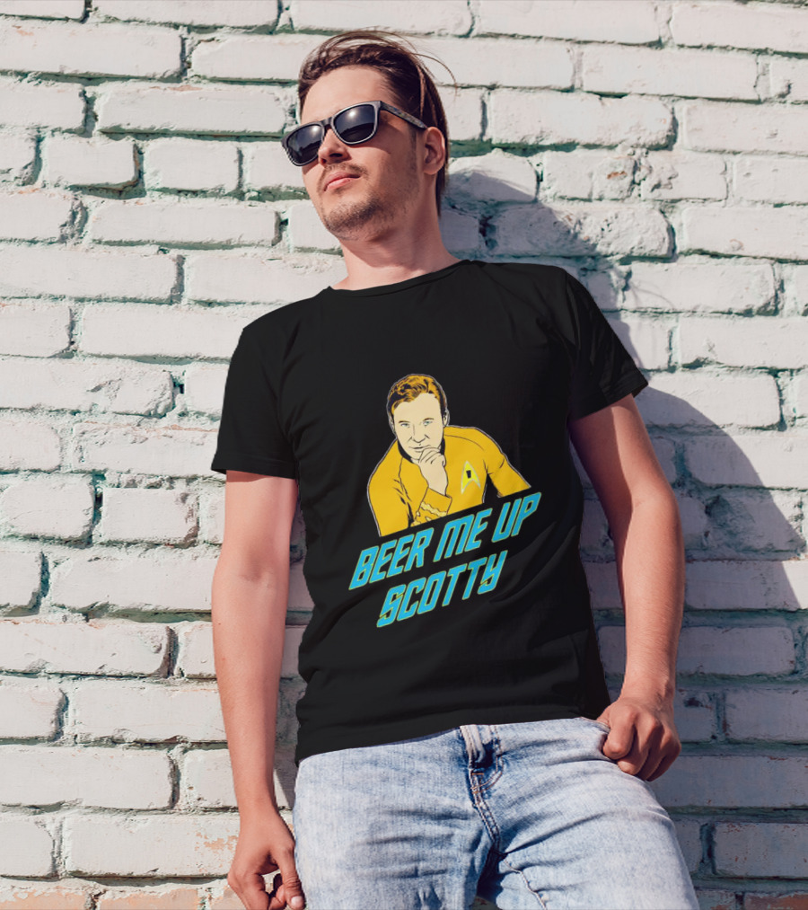 Beer Me Up Scotty Star Trek Captain Yellow Uniform T-Shirt