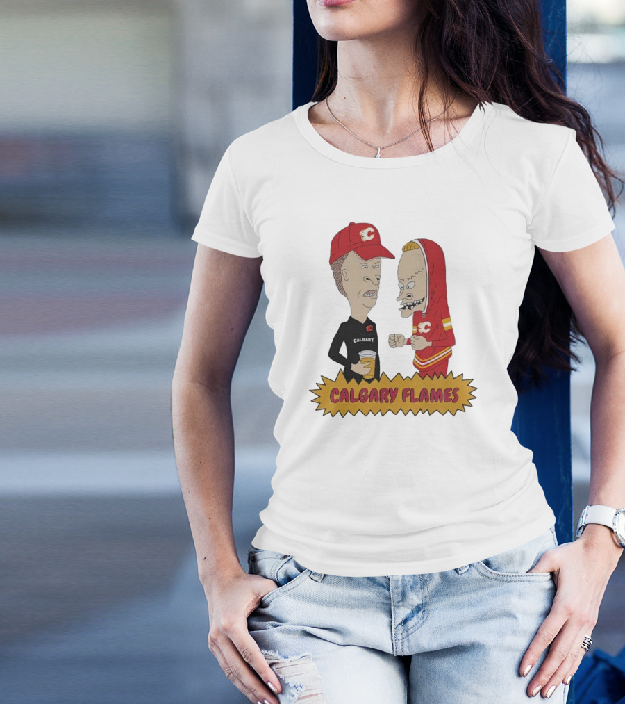 Beavis And Butt-Head Calgary Flames Hockey Fan Characters T-Shirt