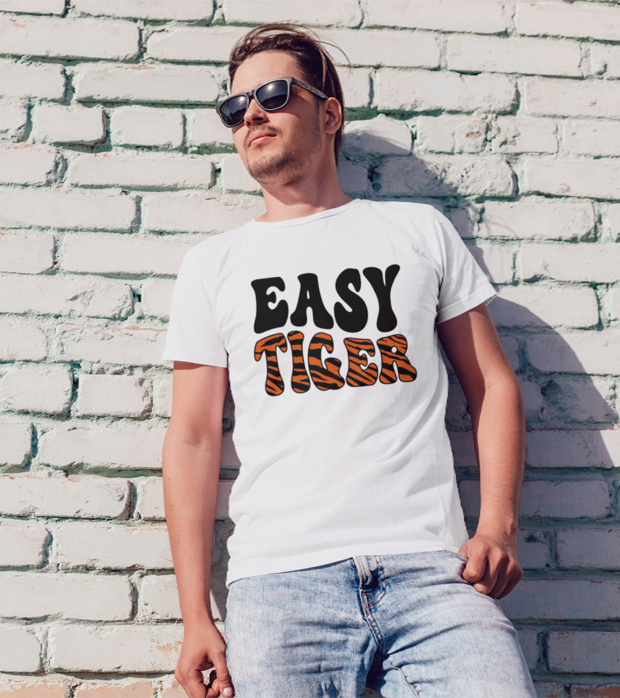 Cincinnati Bengals Easy Tiger Tiger-Striped Text T-Shirt