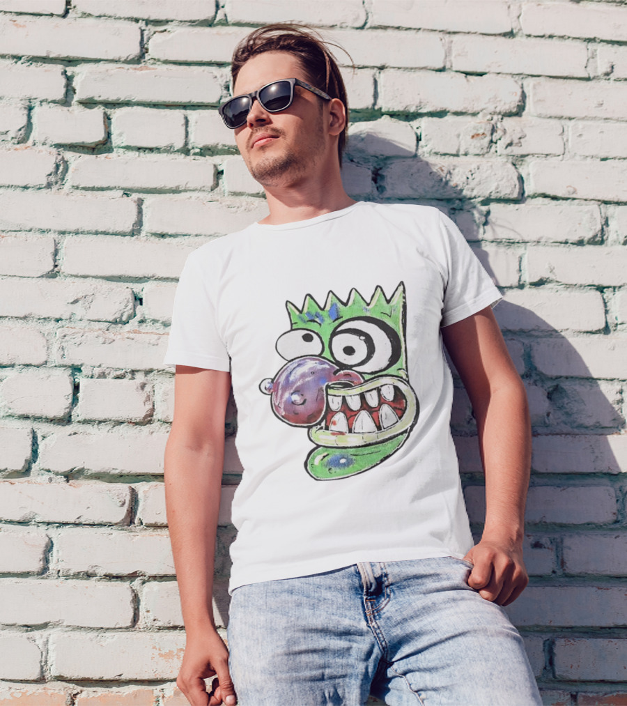 Hypno Eggplant Cartoon Fusion Character With Whimsical Eyes And Grinning Teeth T-Shirt