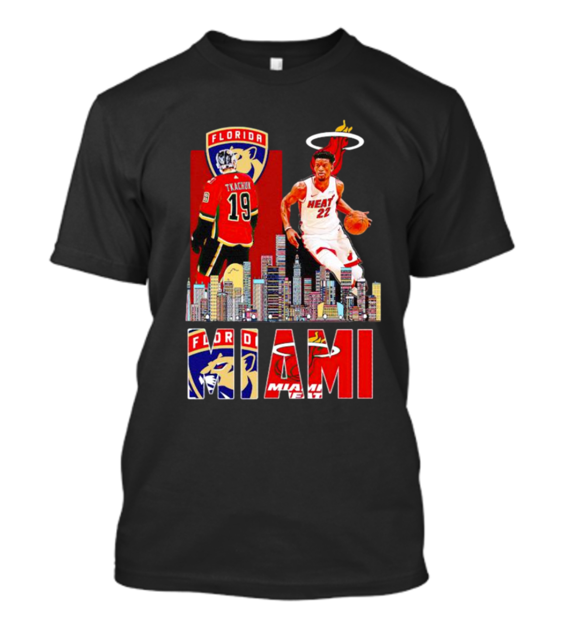 Florida Panthers Tkachuk Miami Heat Jimmy Butler Skyline T-Shirt