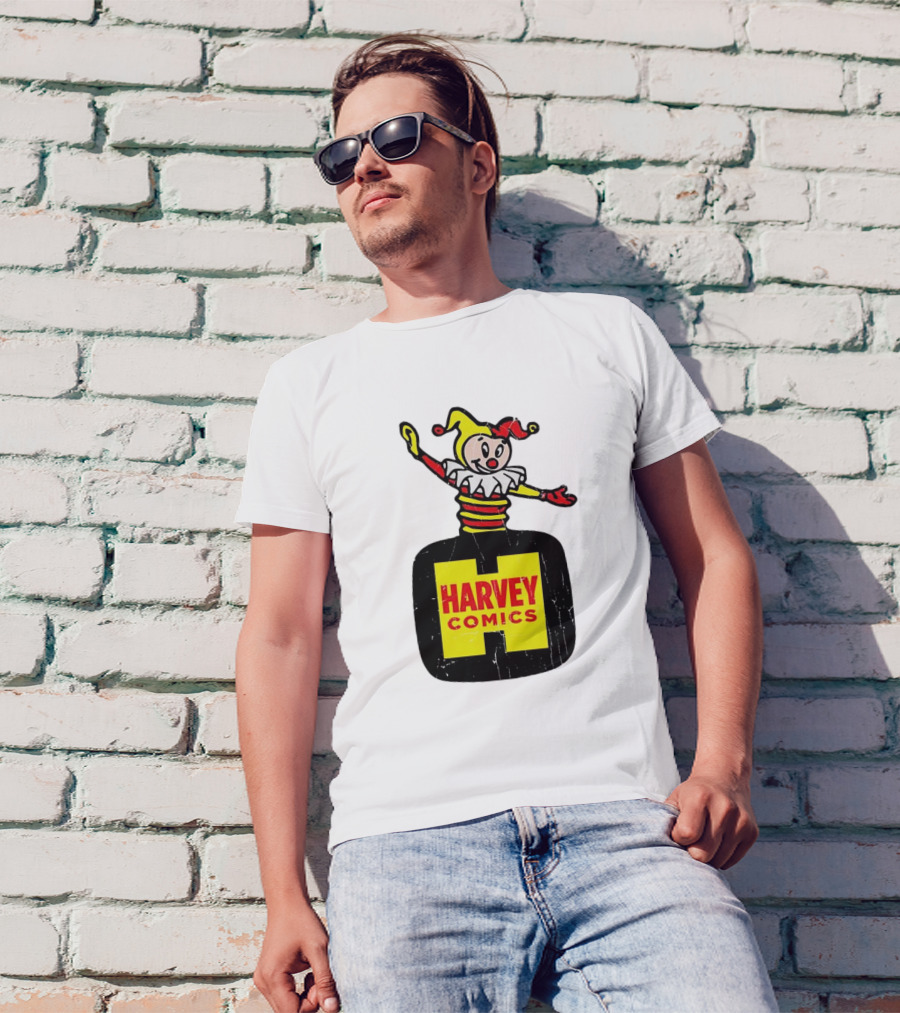Harvey Comics Jester Logo With Classic Joker Colors T-Shirt