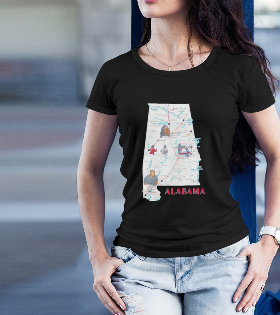 Alabama Map Riverfront Park Dock Brawl Icons T-Shirt