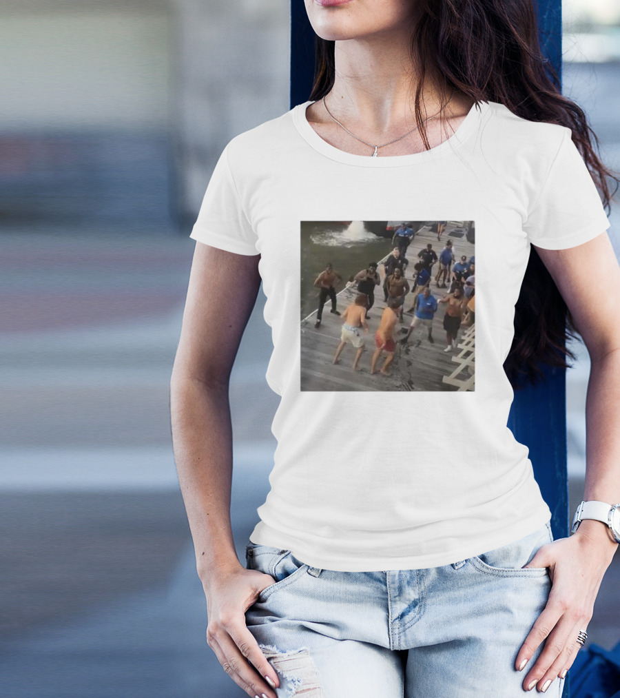 Brawl On Dock Montgomery’s Riverfront Park Altercation Scene T-Shirt