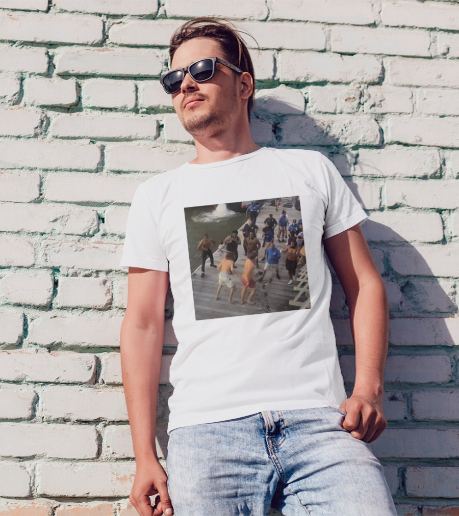 Brawl On Dock Montgomery’s Riverfront Park Altercation Scene T-Shirt