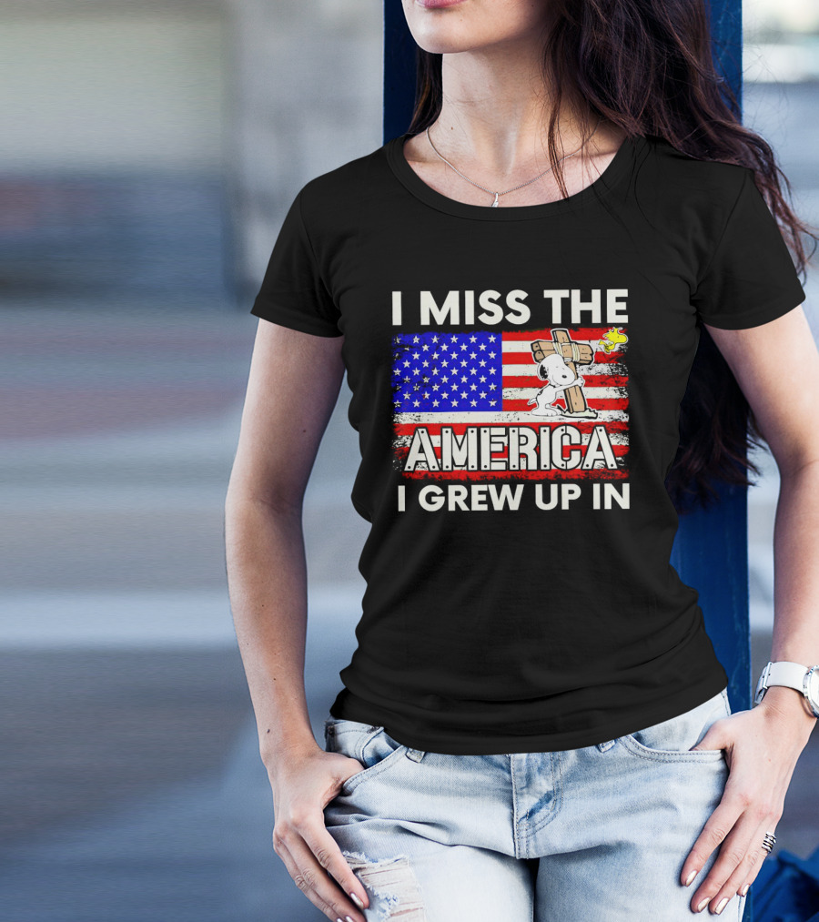I Miss The America I Grew Up In Snoopy US Flag T-Shirt