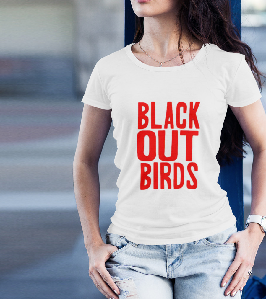 Louisville Black Out Birds Bold Red Text T-Shirt