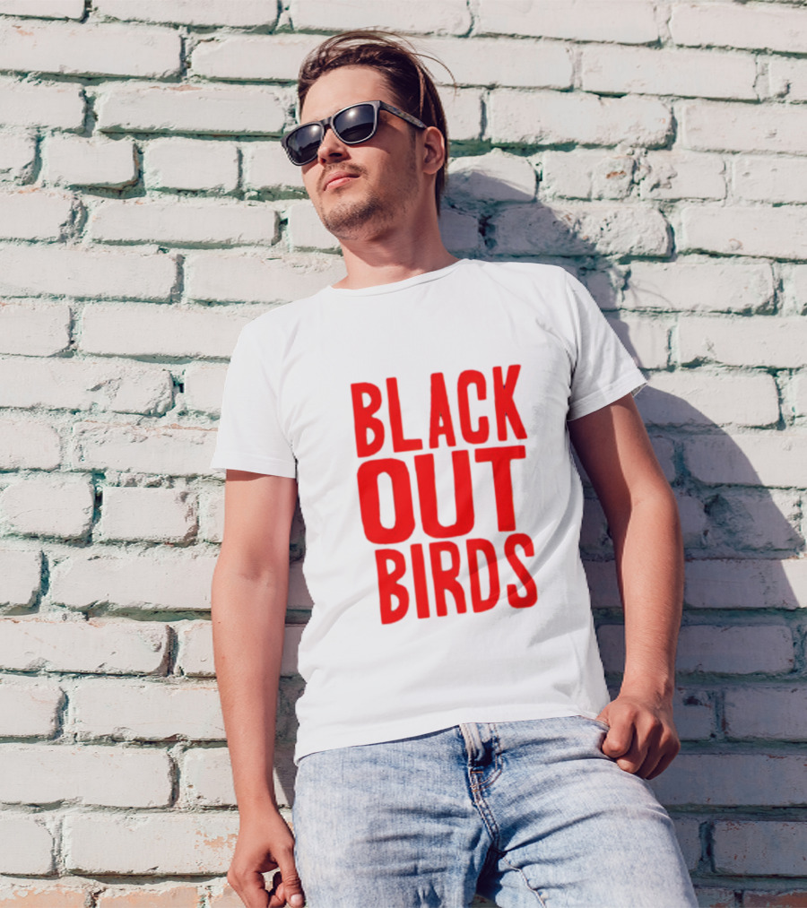 Louisville Black Out Birds Bold Red Text T-Shirt