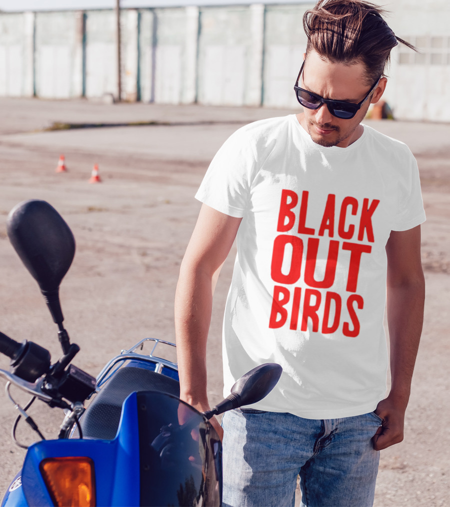 Louisville Black Out Birds Bold Red Text T-Shirt