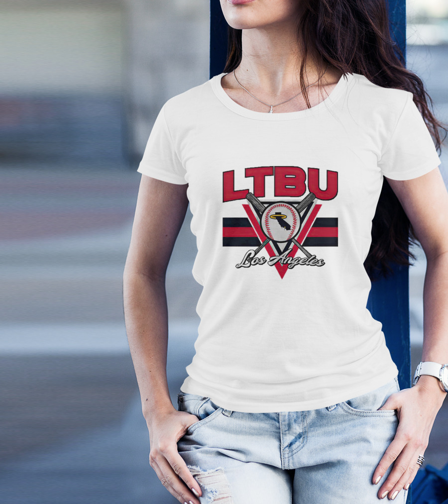 LTBU Los Angeles Baseball Crossed Bats Halo T-Shirt