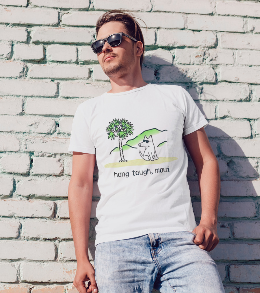 Hang Tough Maui Dog Under Palm Tree T-Shirt