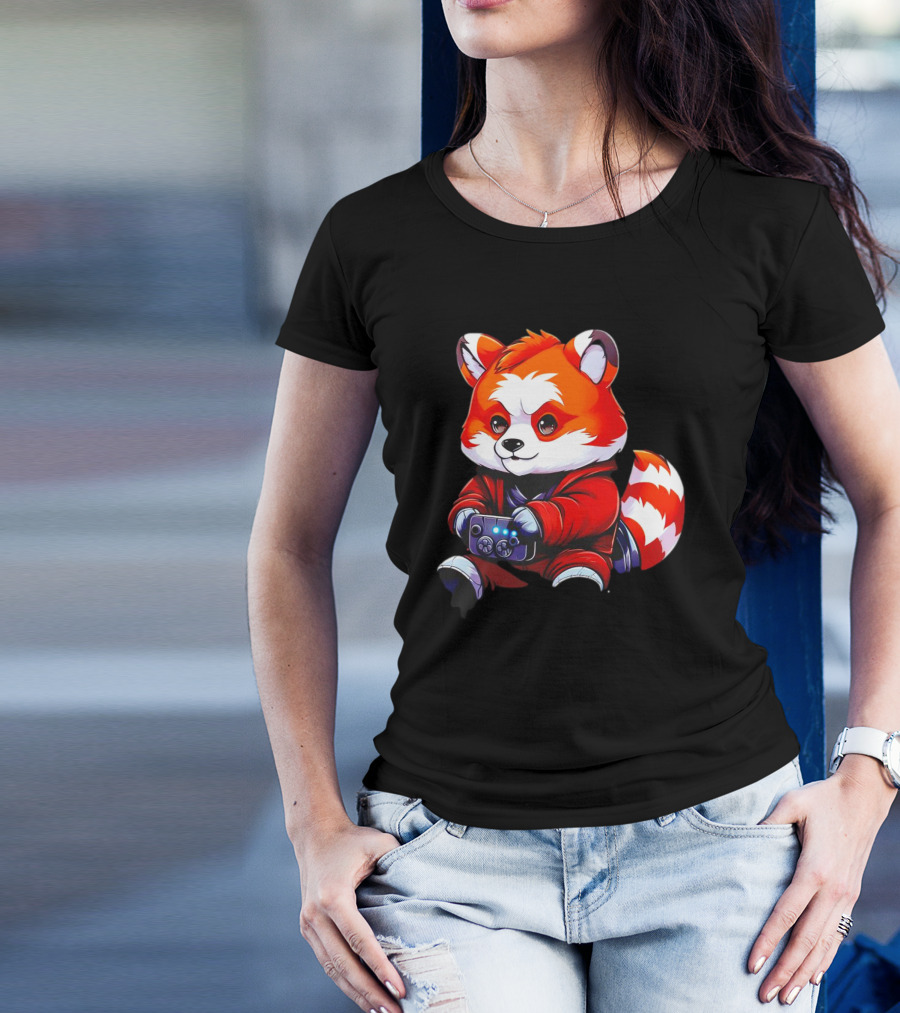 Gaming Red Panda Playing Video Games T-Shirt