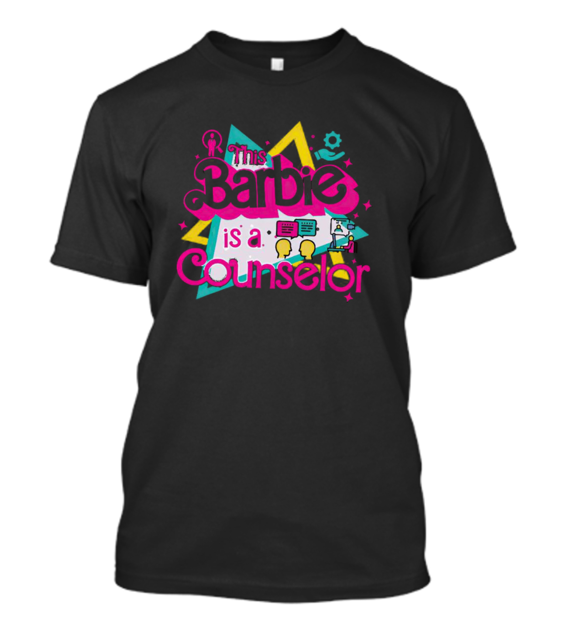 This Barbie Is A Counselor With Communication And Support Icons T-Shirt