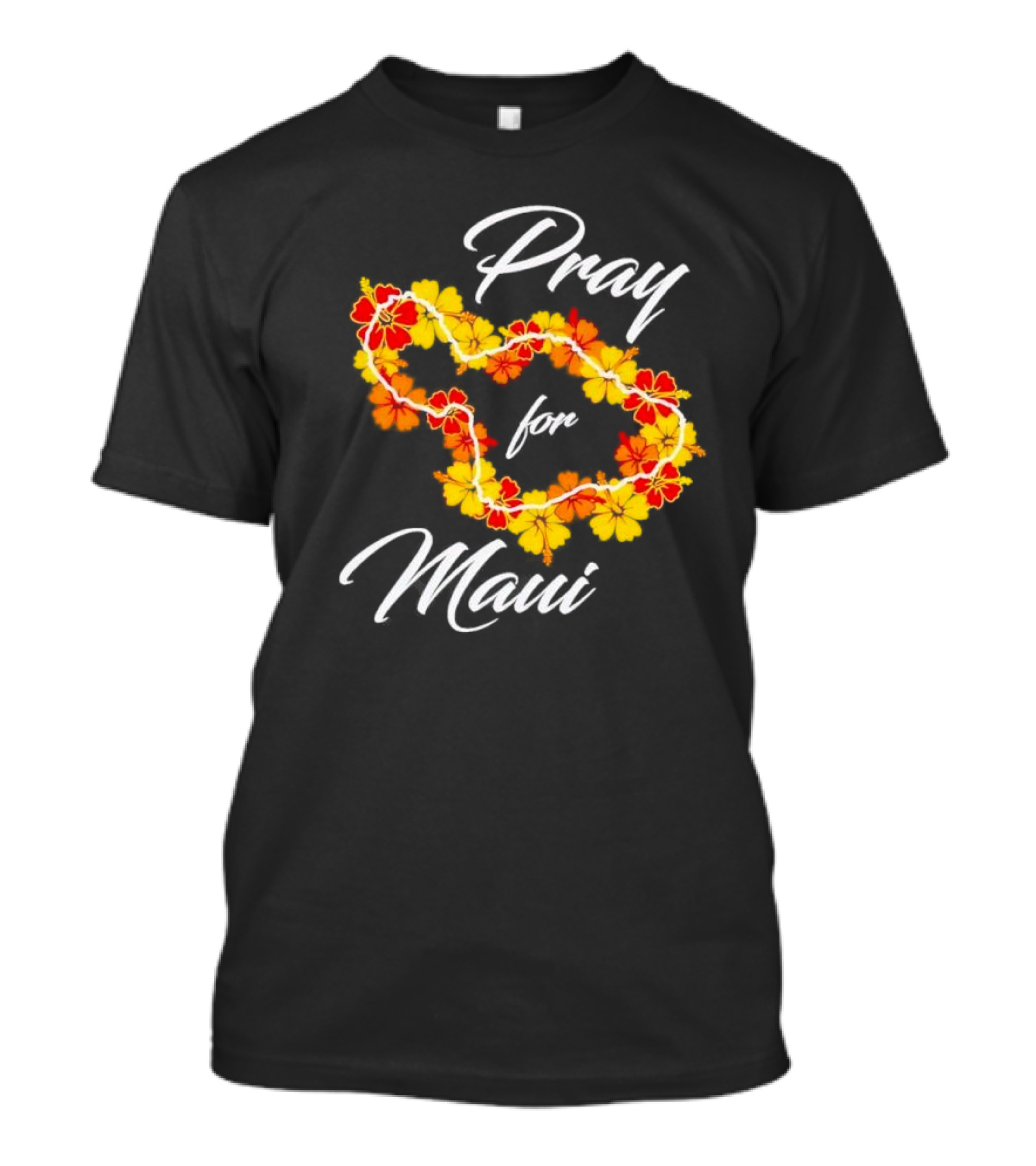 Pray For Maui Floral Hawaiian Lei T-Shirt