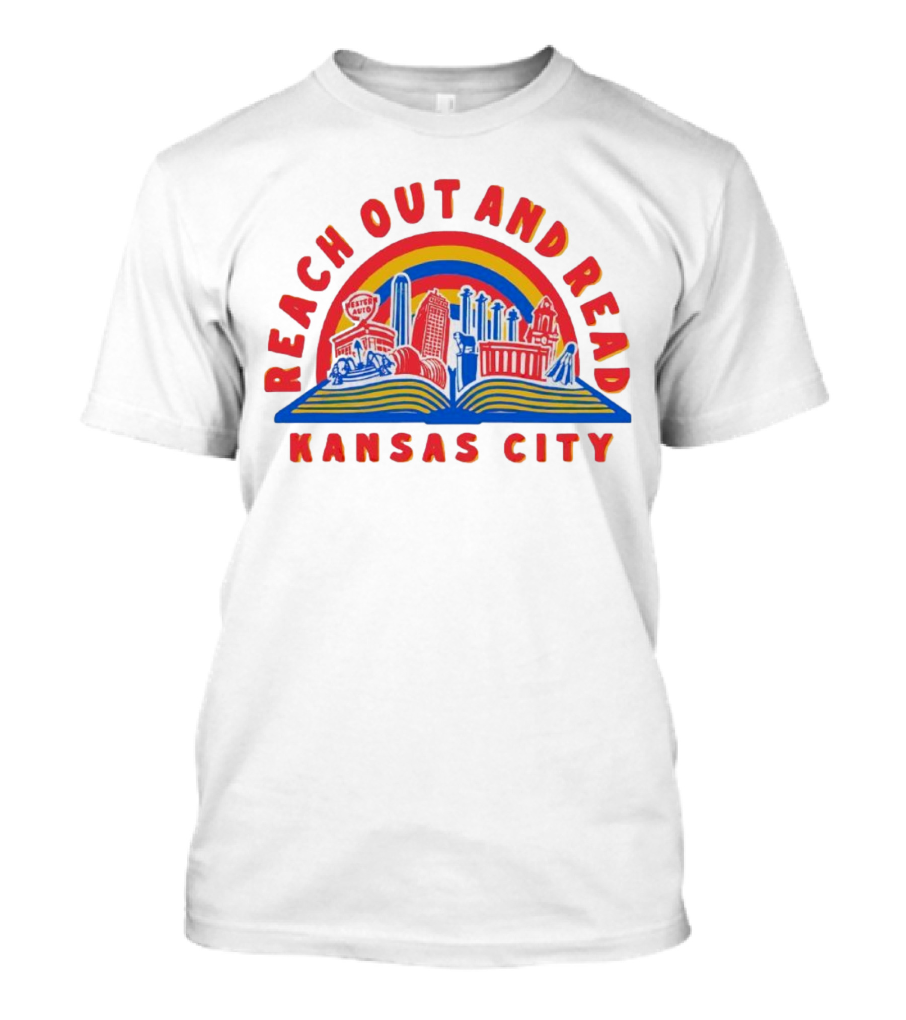Reach Out And Read Kansas City Skyline With Book T-Shirt