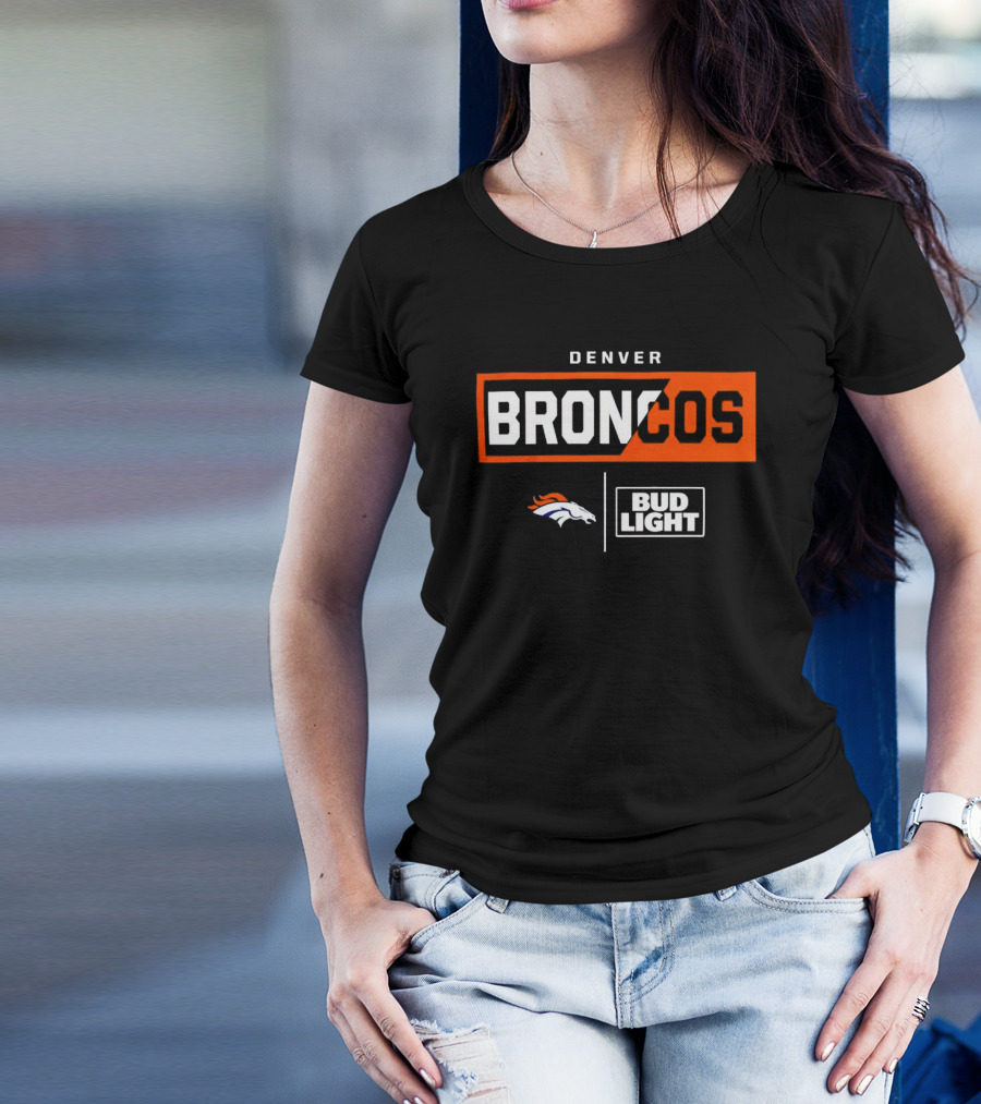 Denver Broncos Bud Light NFL Logo Collaboration T-Shirt