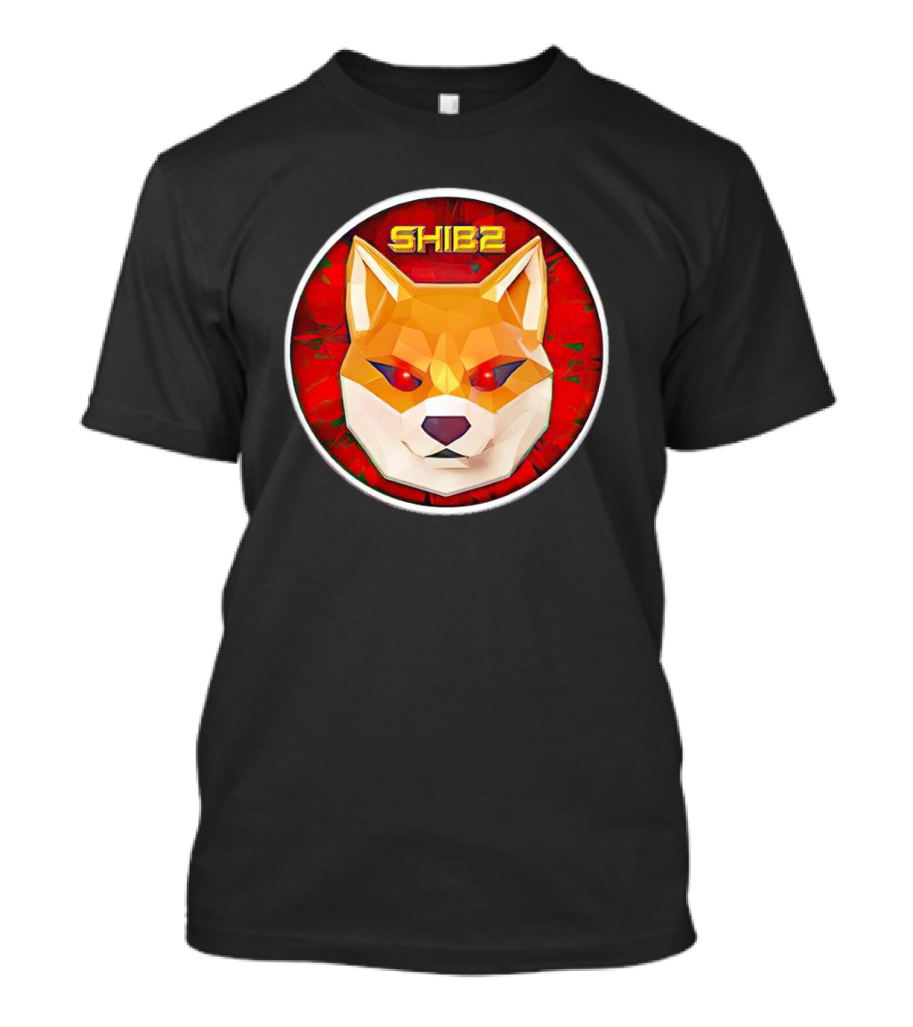 SHIB2 Polygonal Dog Face Red Circle T-Shirt