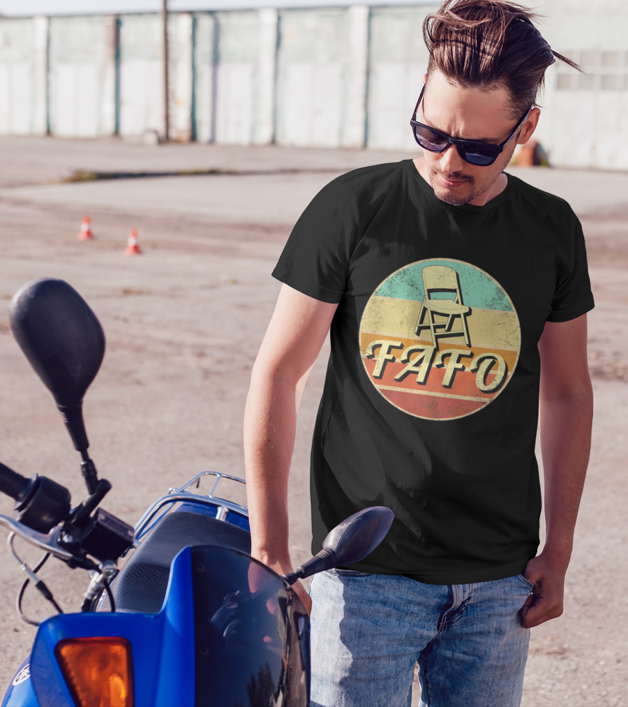 FAFO Folding Chair Retro Vintage Circle Stripe T-Shirt