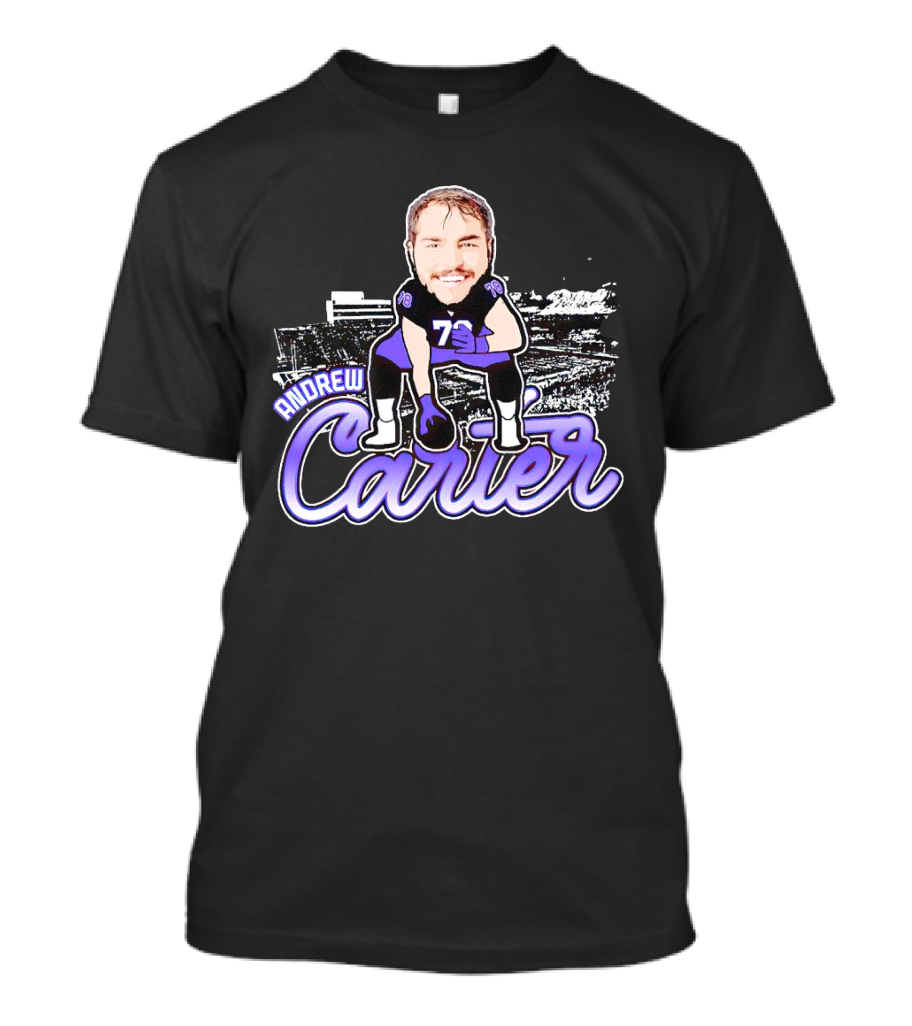 Andrew Carter Caricature Football Player Signature T-Shirt