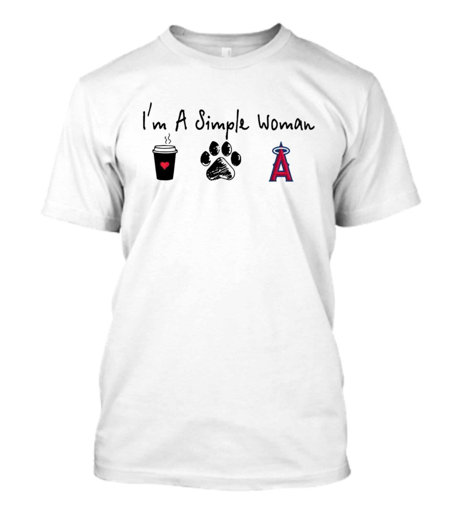 I'm A Simple Woman Coffee Paw Angels Baseball T-Shirt