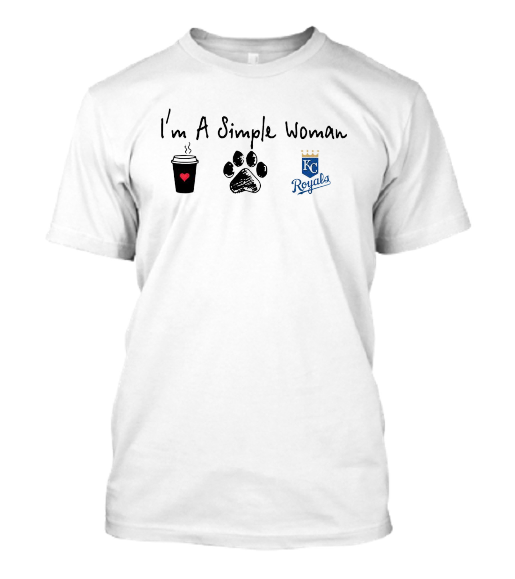 I'm A Simple Woman Coffee Paw KC Royals T-Shirt