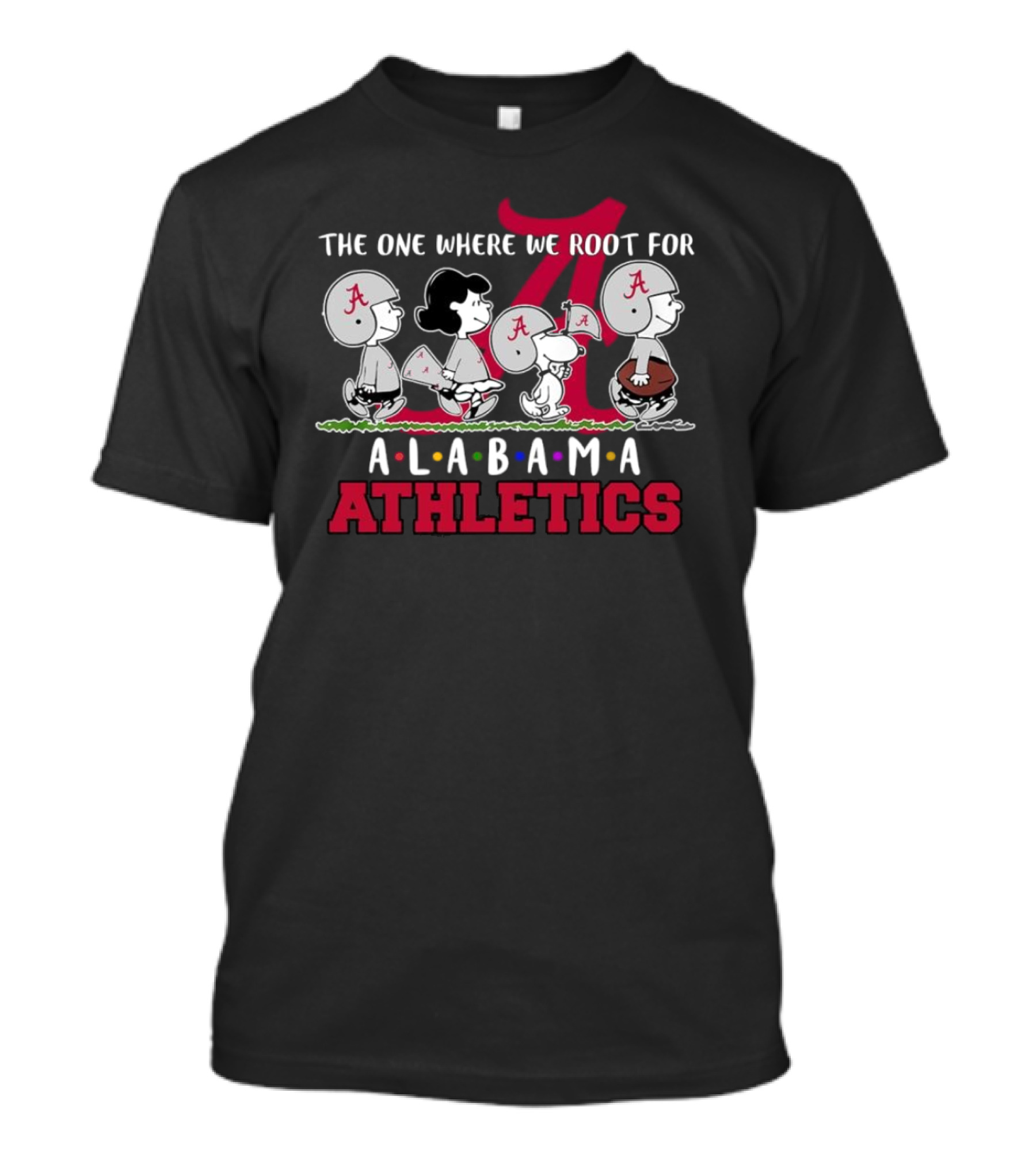The One Where We Root For Alabama Athletics Peanuts Characters In Game Day Gear T-Shirt