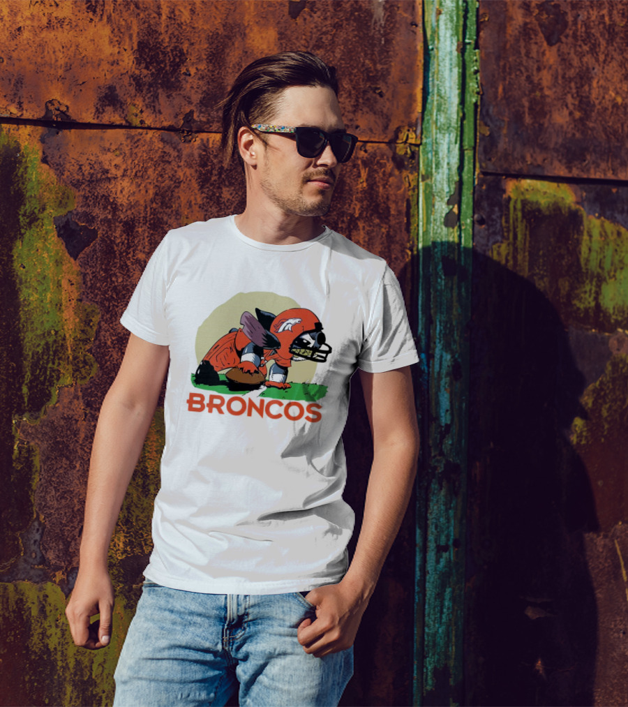 Angry Stitch NFL Football Broncos Helmet Rugged Player T-Shirt