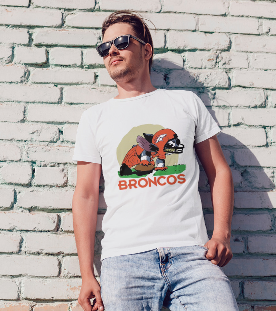 Angry Stitch NFL Football Broncos Helmet Rugged Player T-Shirt