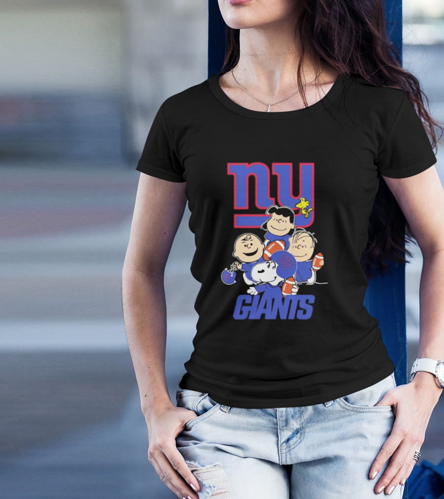 NY Giants Peanuts Characters Football T-Shirt