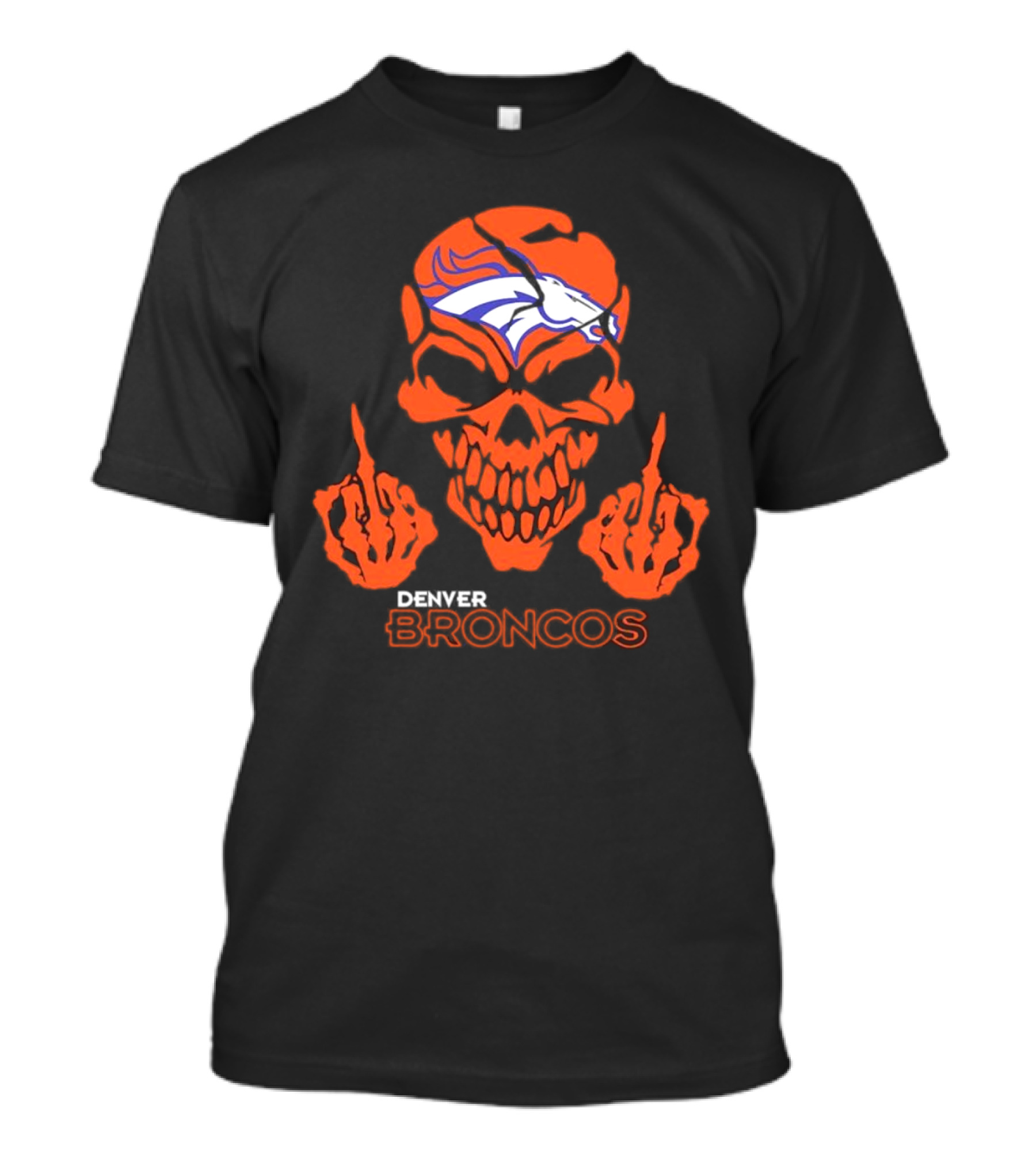 Denver Broncos Skull Middle Finger Iconic T-Shirt