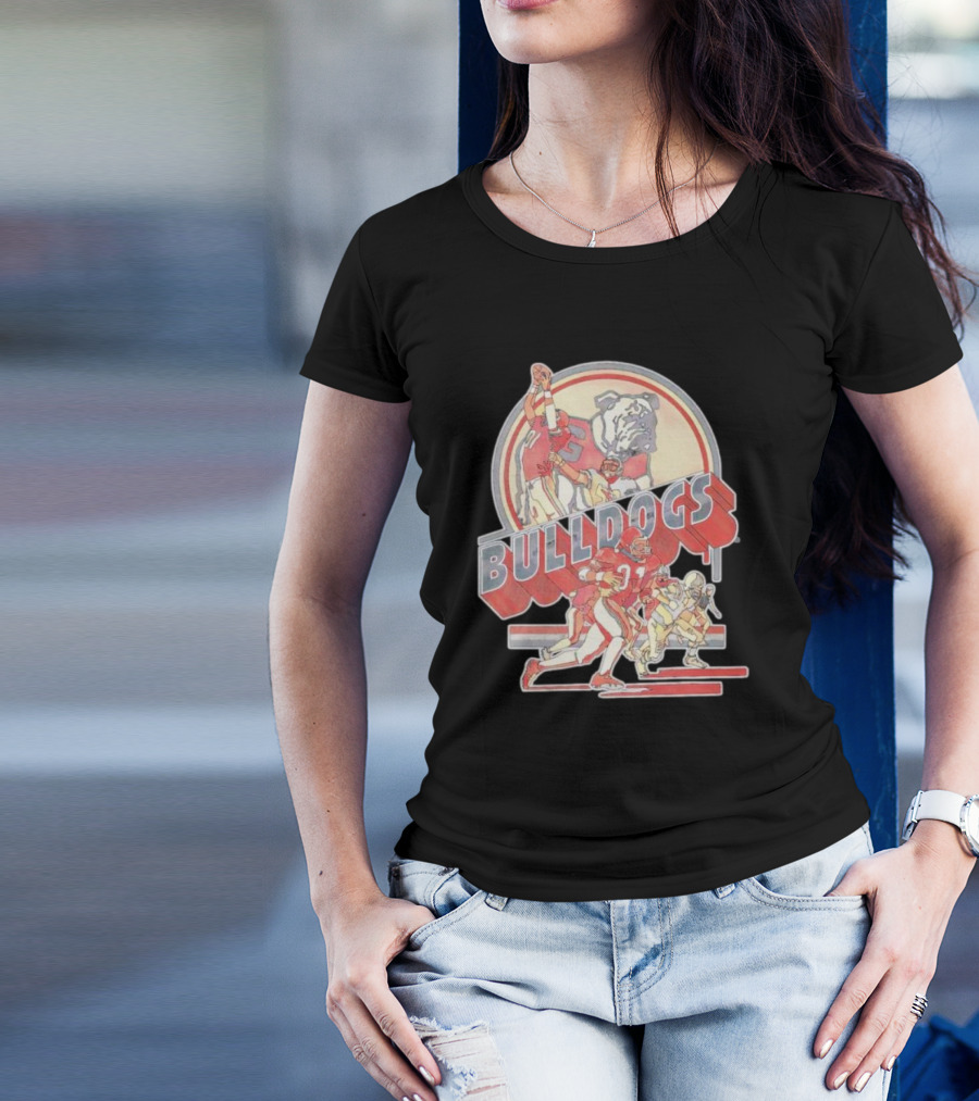 Bulldogs Vintage Football Game Action With Mascot T-Shirt