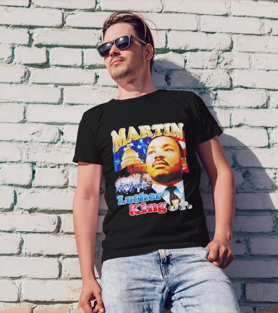 Martin Luther King Jr Vintage 90s American Flag Capitol T-Shirt