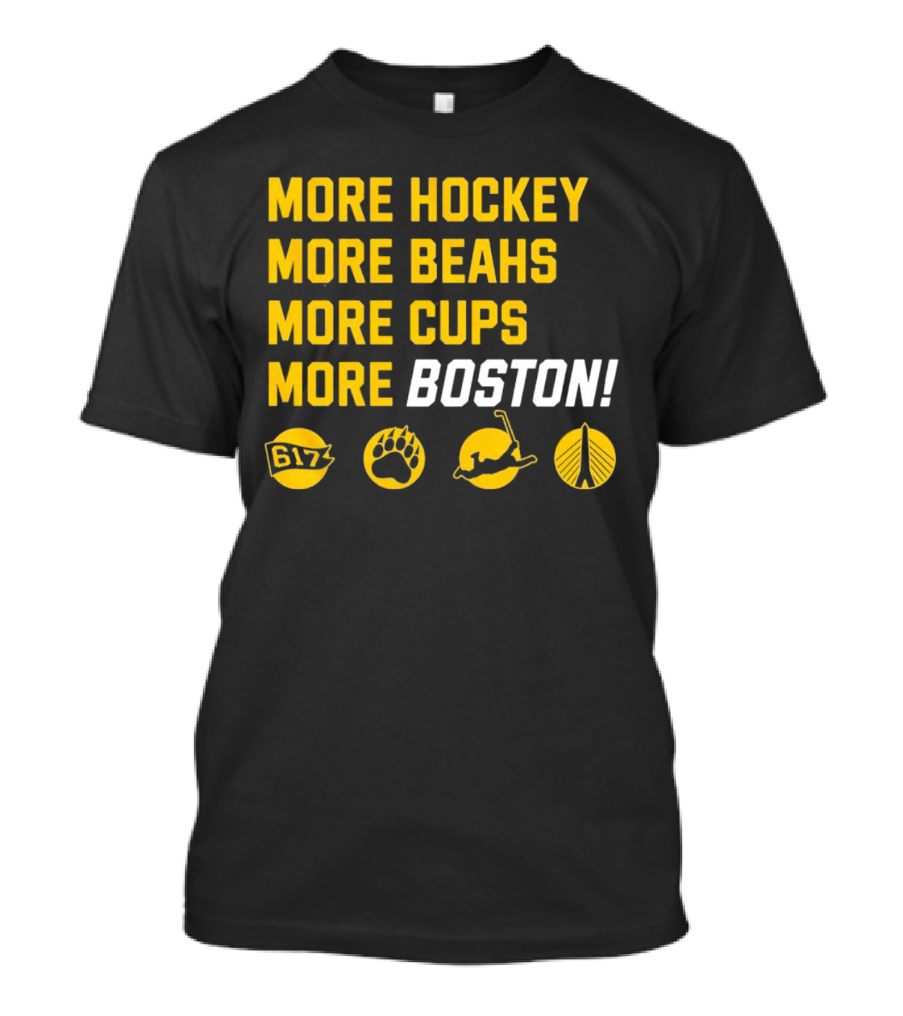More Hockey More Beahs More Cups More Boston 617 Bear Claw Skater Bridge T-Shirt