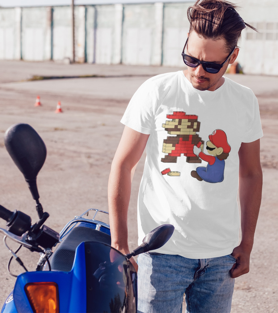 Super Mario Pixel Blocks Retro Builder T-Shirt
