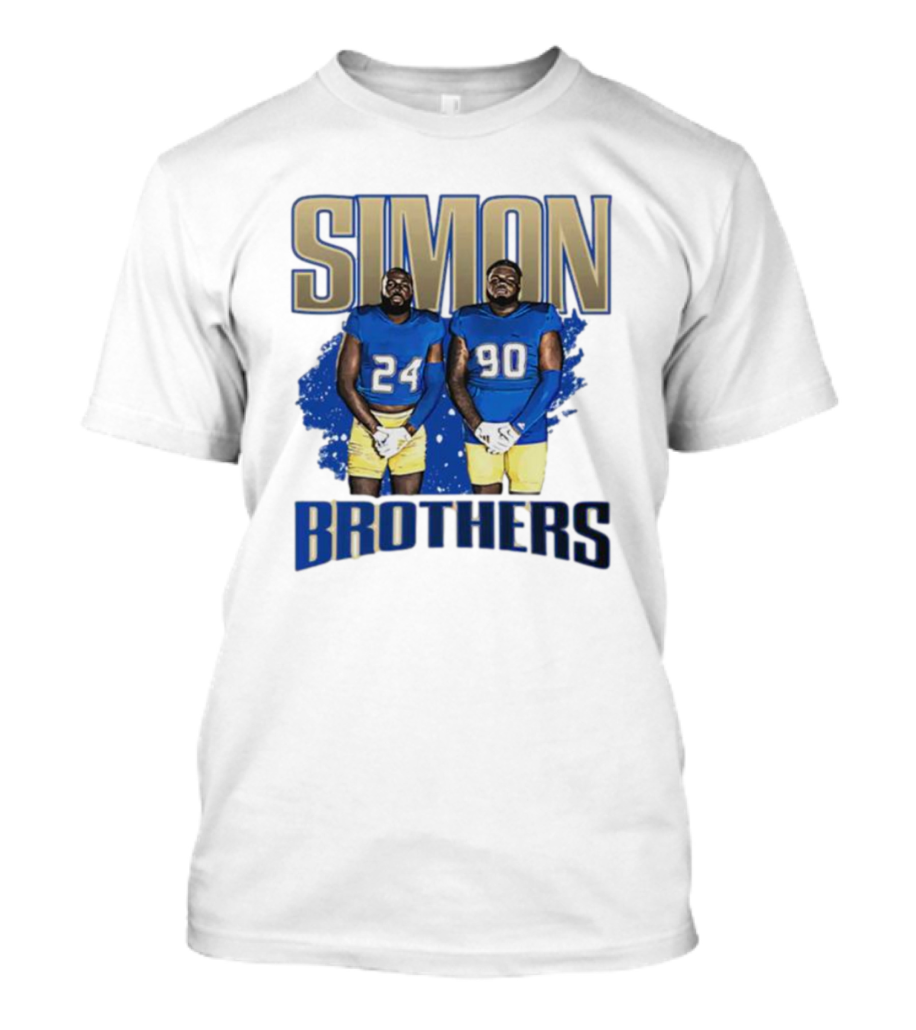 SIMON BROTHERS GAMEDAY 24 90 NFL-INSPIRED FOOTBALL PLAYERS IN BLUE AND GOLD T-Shirt