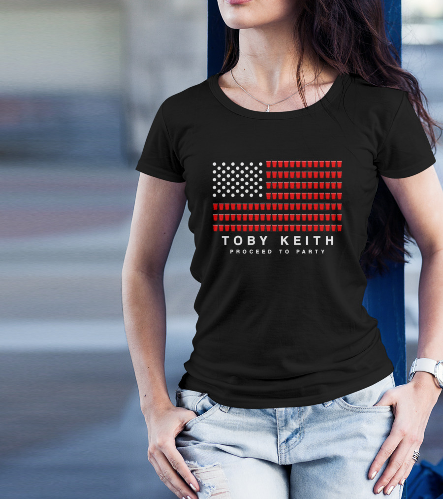 Toby Keith Proceed To Party American Flag Red Cups T-Shirt