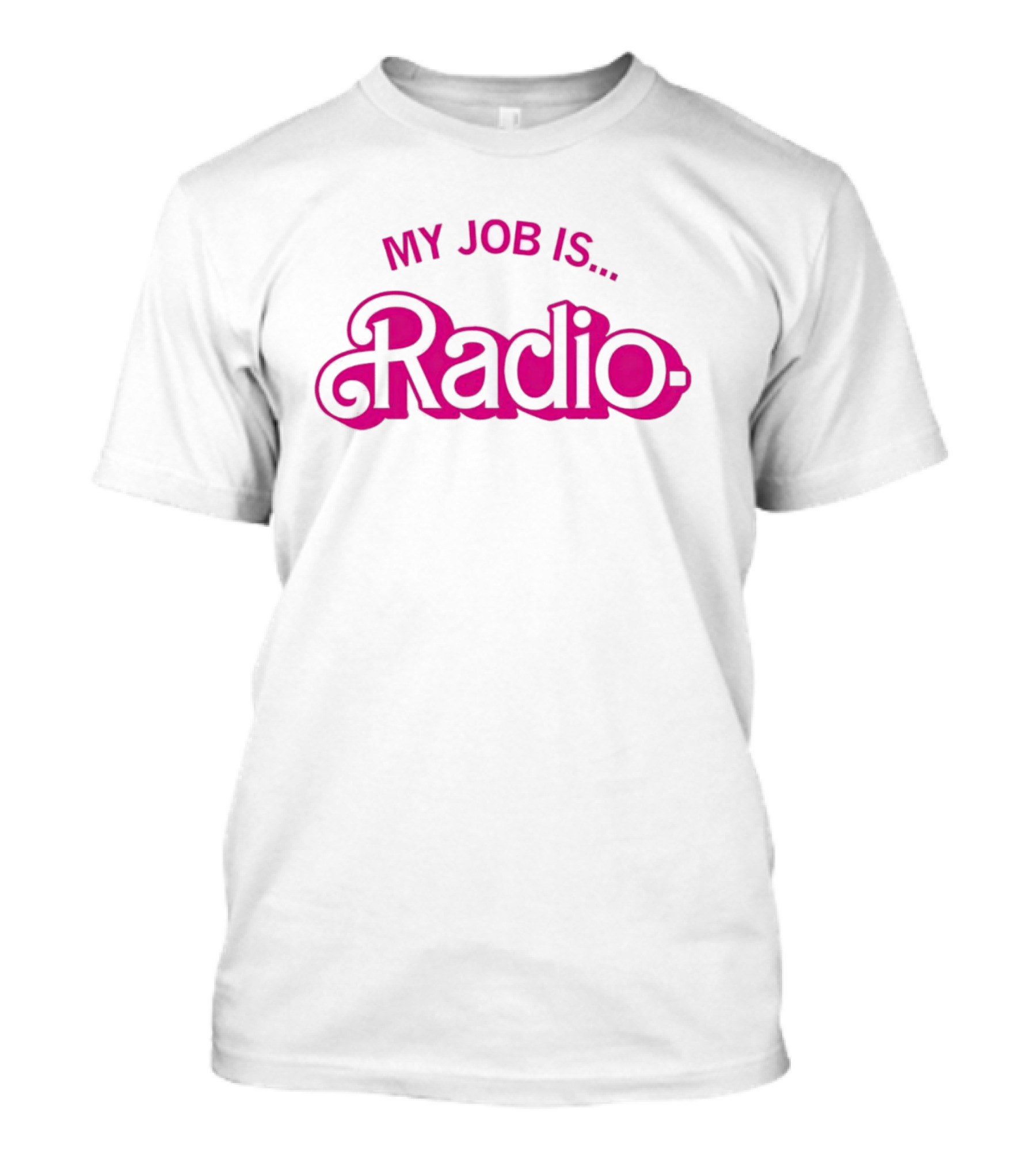 Barbie My Job Is Radio Pink Retro Script T-Shirt
