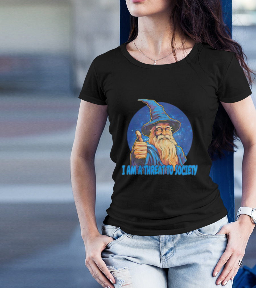 Wizard Thumbs Up I Am A Threat To Society T-Shirt