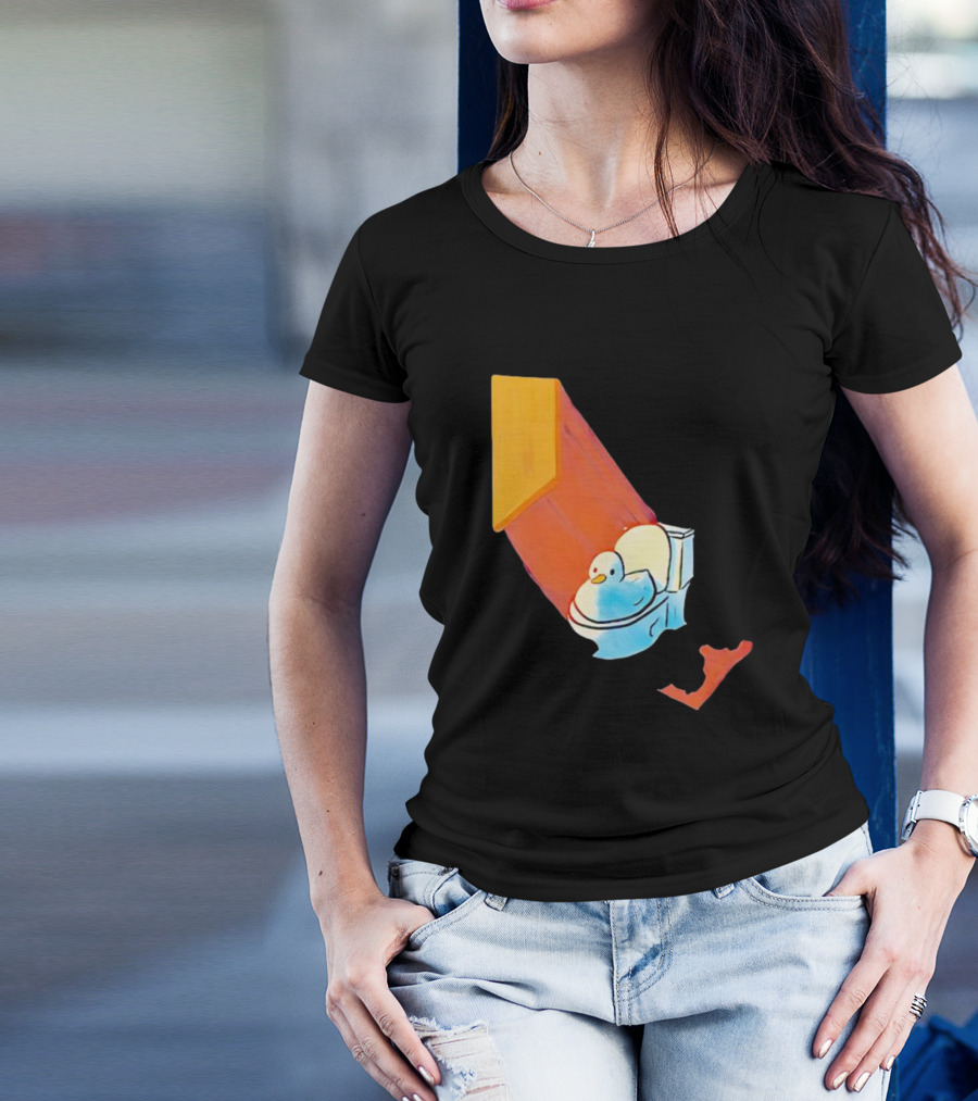 Duck Sitting In Bathroom Corner With Shadow Reflection T-Shirt