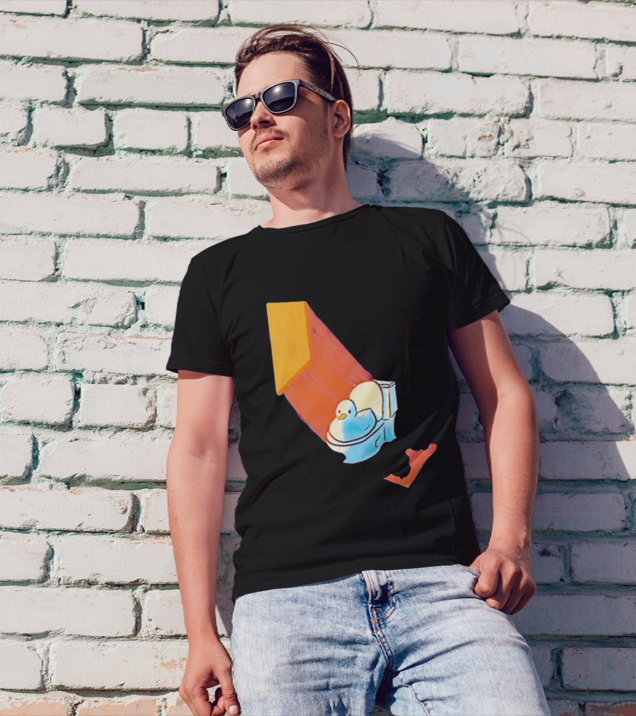 Duck Sitting In Bathroom Corner With Shadow Reflection T-Shirt