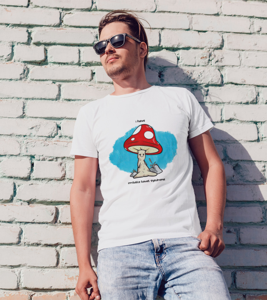 Mushroom I Have Irritable Bowel Syndrome Cute Character Under Red Cap T-Shirt