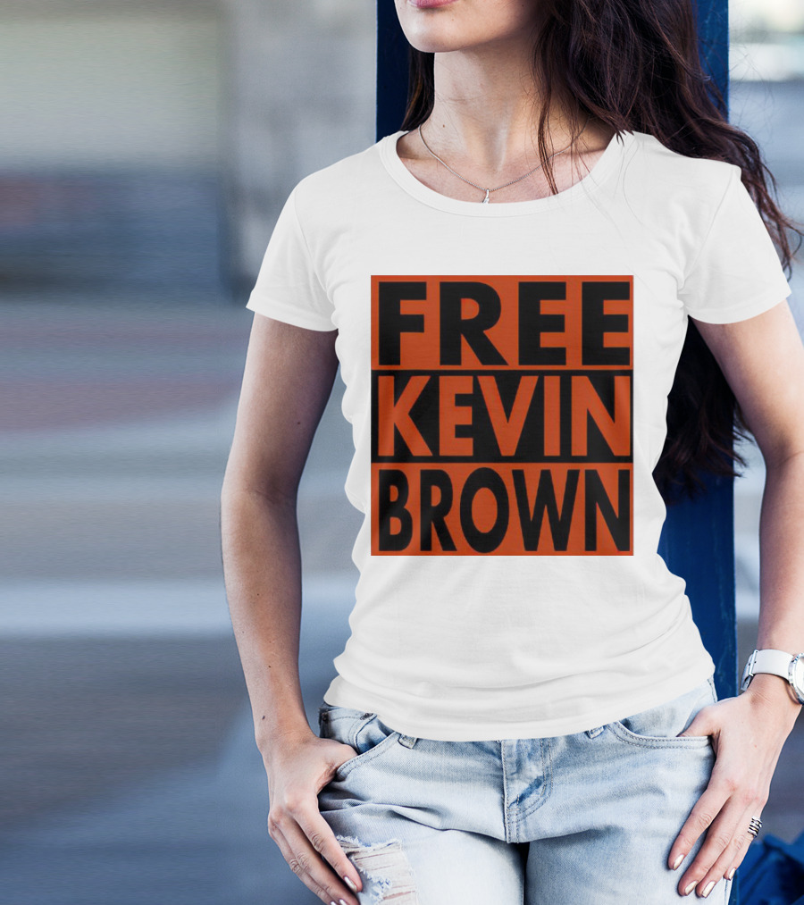 FREE KEVIN BROWN ORANGE BLACK BOLD BLOCK T-Shirt