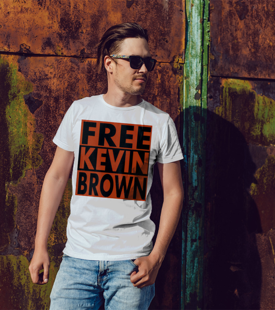 FREE KEVIN BROWN ORANGE BLACK BOLD BLOCK T-Shirt