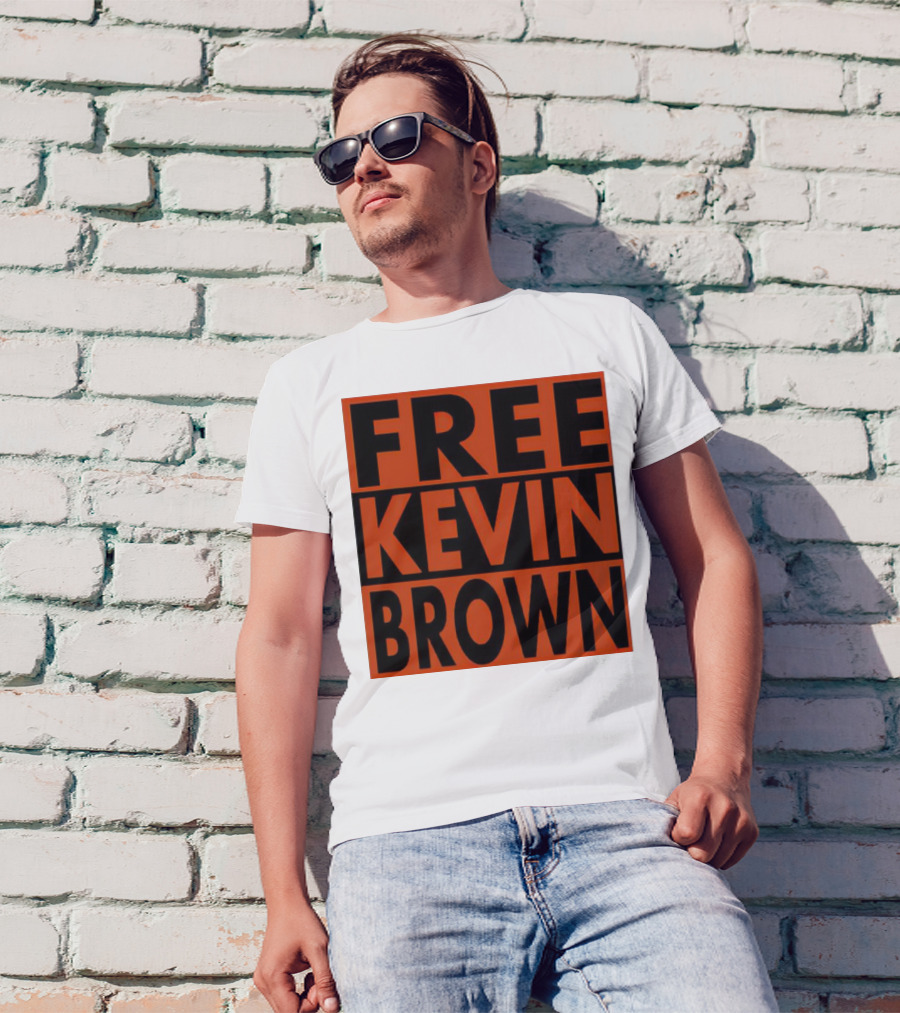 FREE KEVIN BROWN ORANGE BLACK BOLD BLOCK T-Shirt