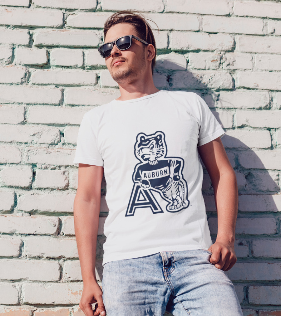 Auburn Tigers Throwback Orange Vintage Logo Tiger With A T-Shirt