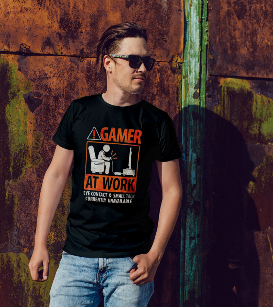 Gamer At Work Eye Contact Small Talk Currently Unavailable T-Shirt