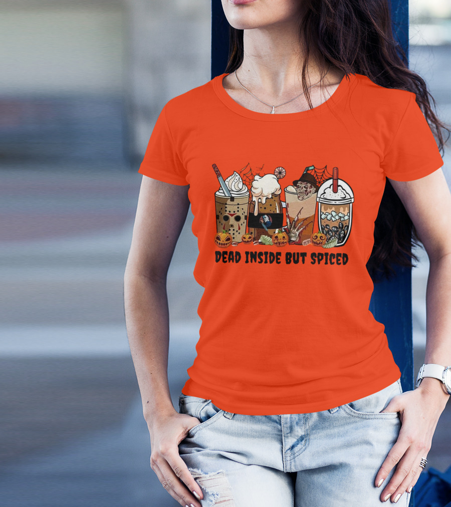 Dead Inside But Spiced Halloween Spooky Pumpkin Latte T-Shirt
