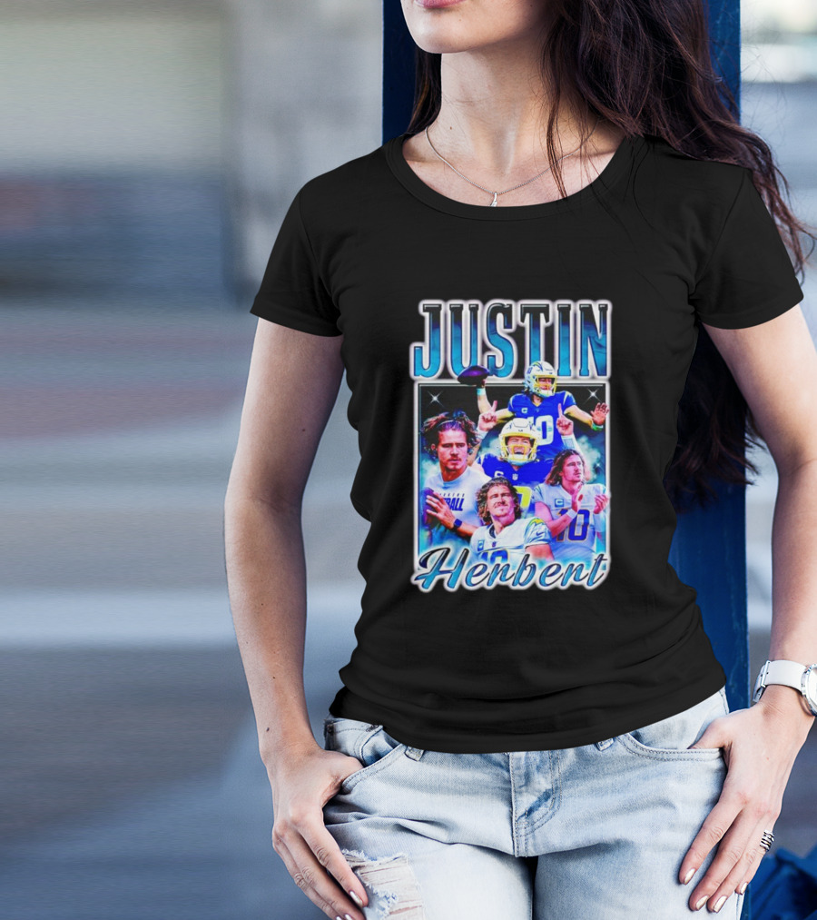 JUSTIN HERBERT VINTAGE STYLE 90S SPORTS 10 HELMET FOOTBALL T-Shirt