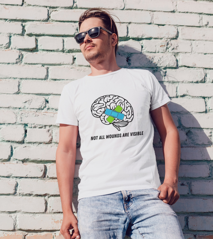 Not All Wounds Are Visible Brain Mental Health Healing T-Shirt
